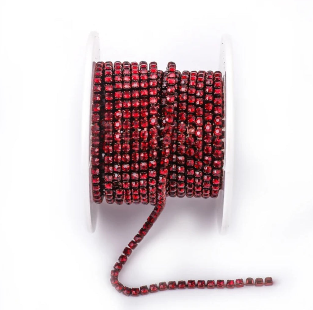 Rhinestone Banding Metal ss6: Dark Red