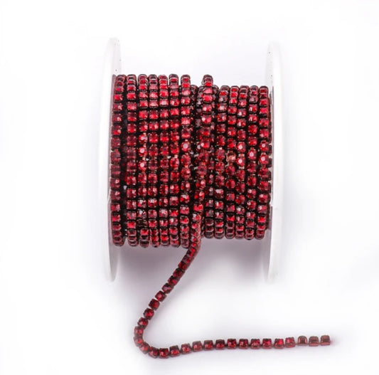 Rhinestone Banding Metal ss6: Dark Red