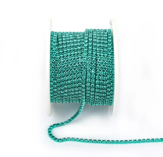 Rhinestone Banding Metal ss6: Green Zircon