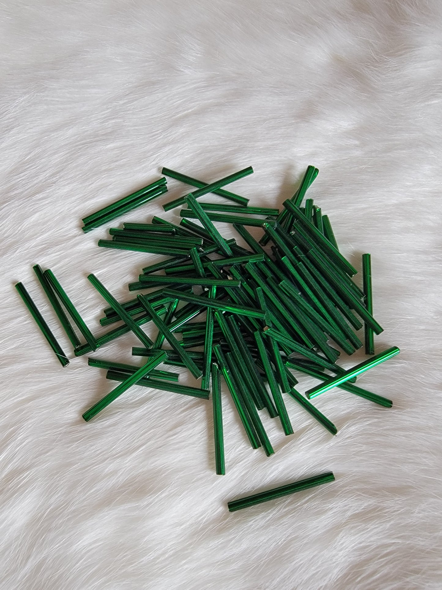 Czech Bugle Beads 30mm - Silverlined Emerald