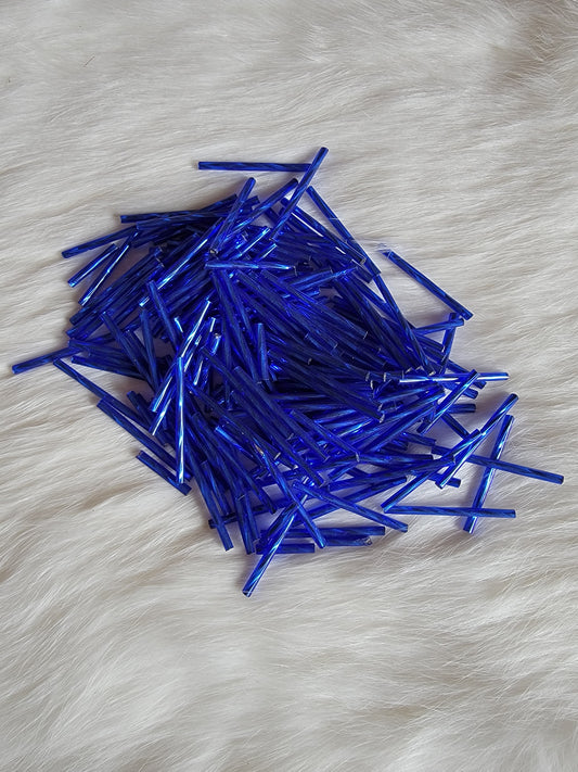 Czech Bugle Beads 30mm - Twist - Silverlined Dark Sapphire