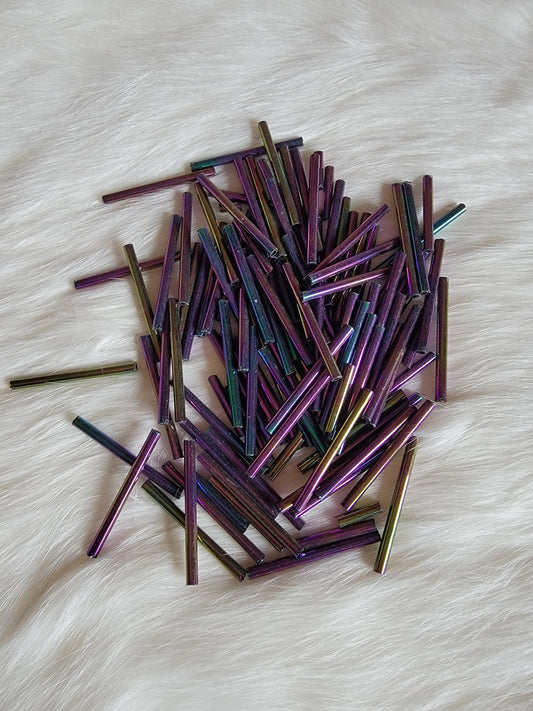 Czech Bugle Beads 30mm - Iris Purple